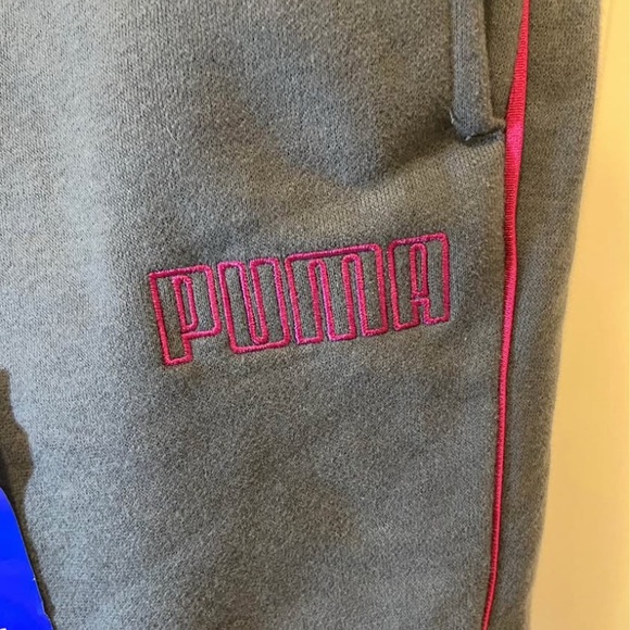 Puma Women's Gray Joggers with Pink Accents - Picture 2 of 3
